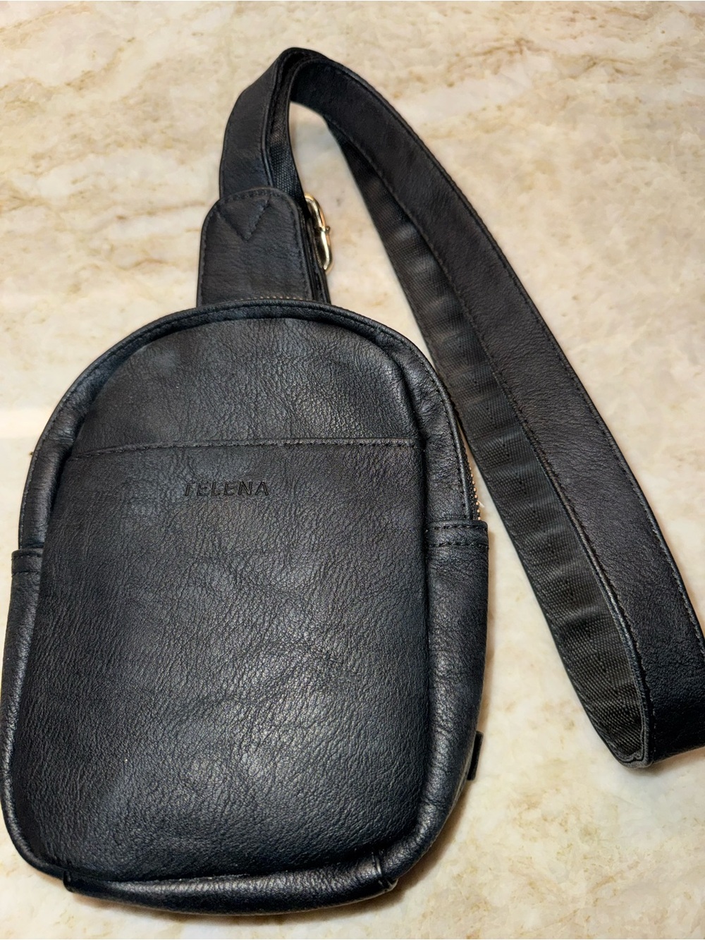 Helena Black Leather Crossbody Sling Bag